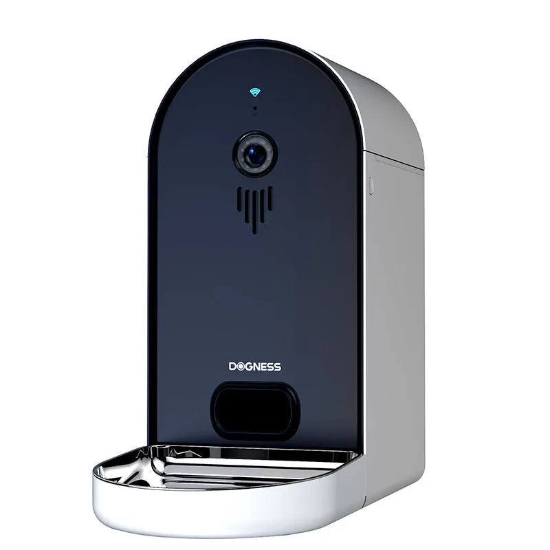 Smart pet feeder with automatic feeding and remote monitoring in various colour options