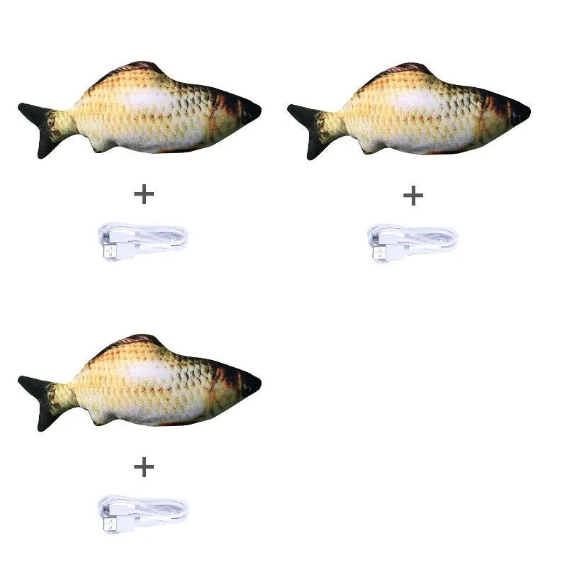 USB rechargeable electric jumping fish cat toy without catnip, 30cm multicolour electronic pet toy