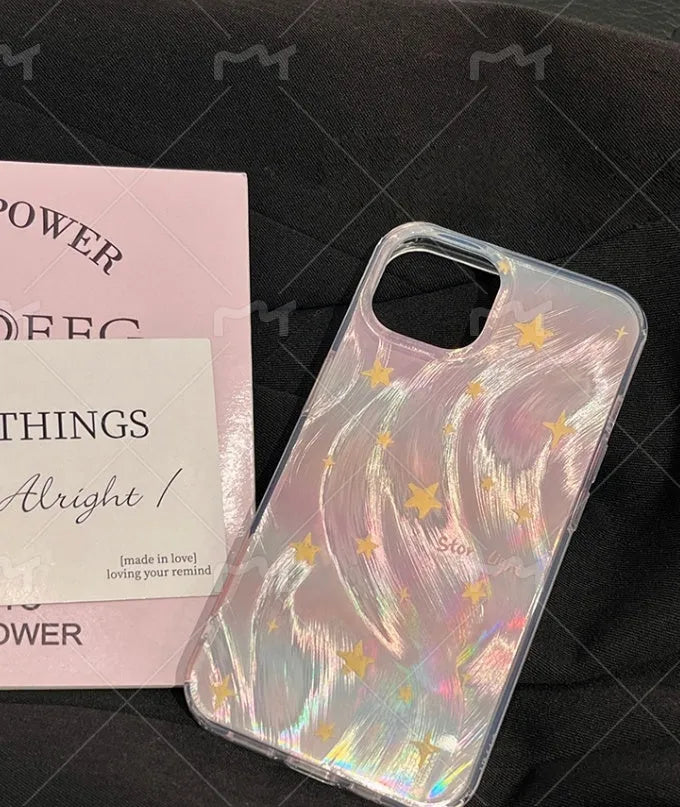 Acrylic hard case for iPhone 11 12 12 Pro with laser gradient star pattern and two style options