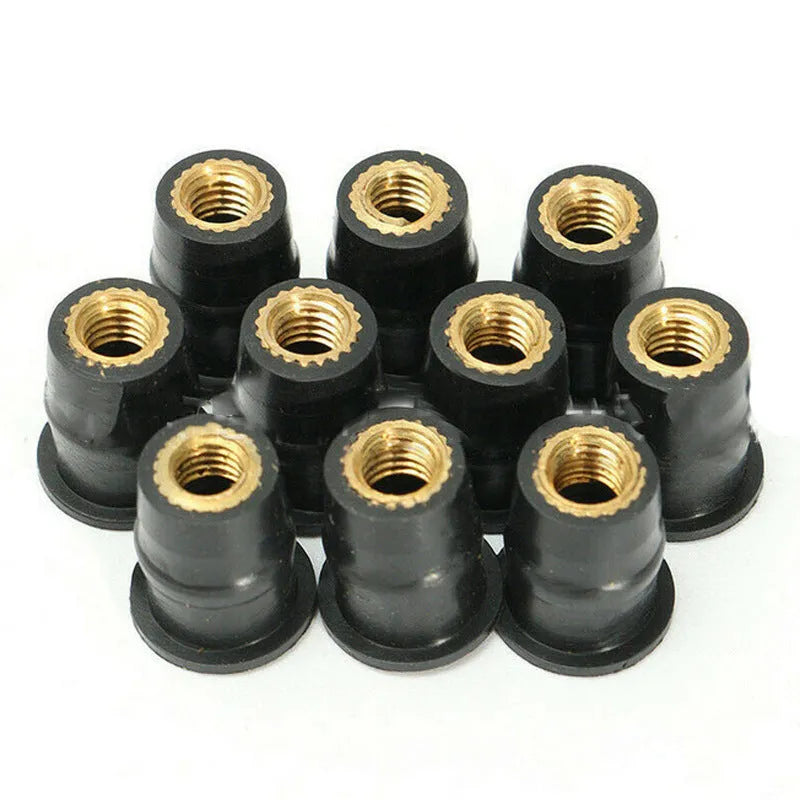 Black rubber brass nut motorcycle windscreen mounting fasteners in M4 M5 M6 sizes