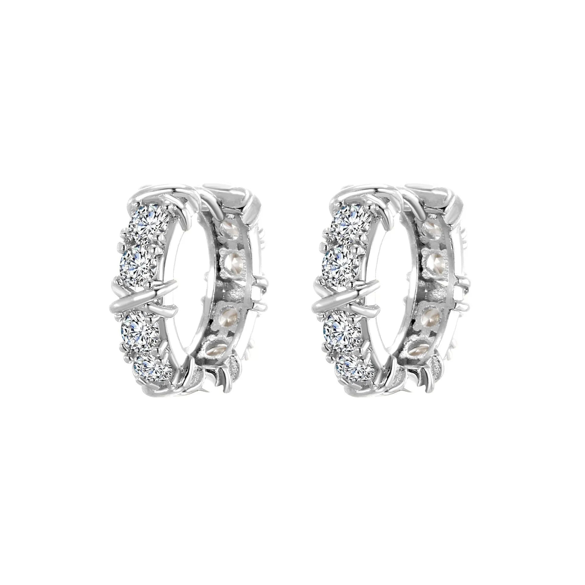 Geometric hexagonal clover cross earrings in silver or gold electroplated finish