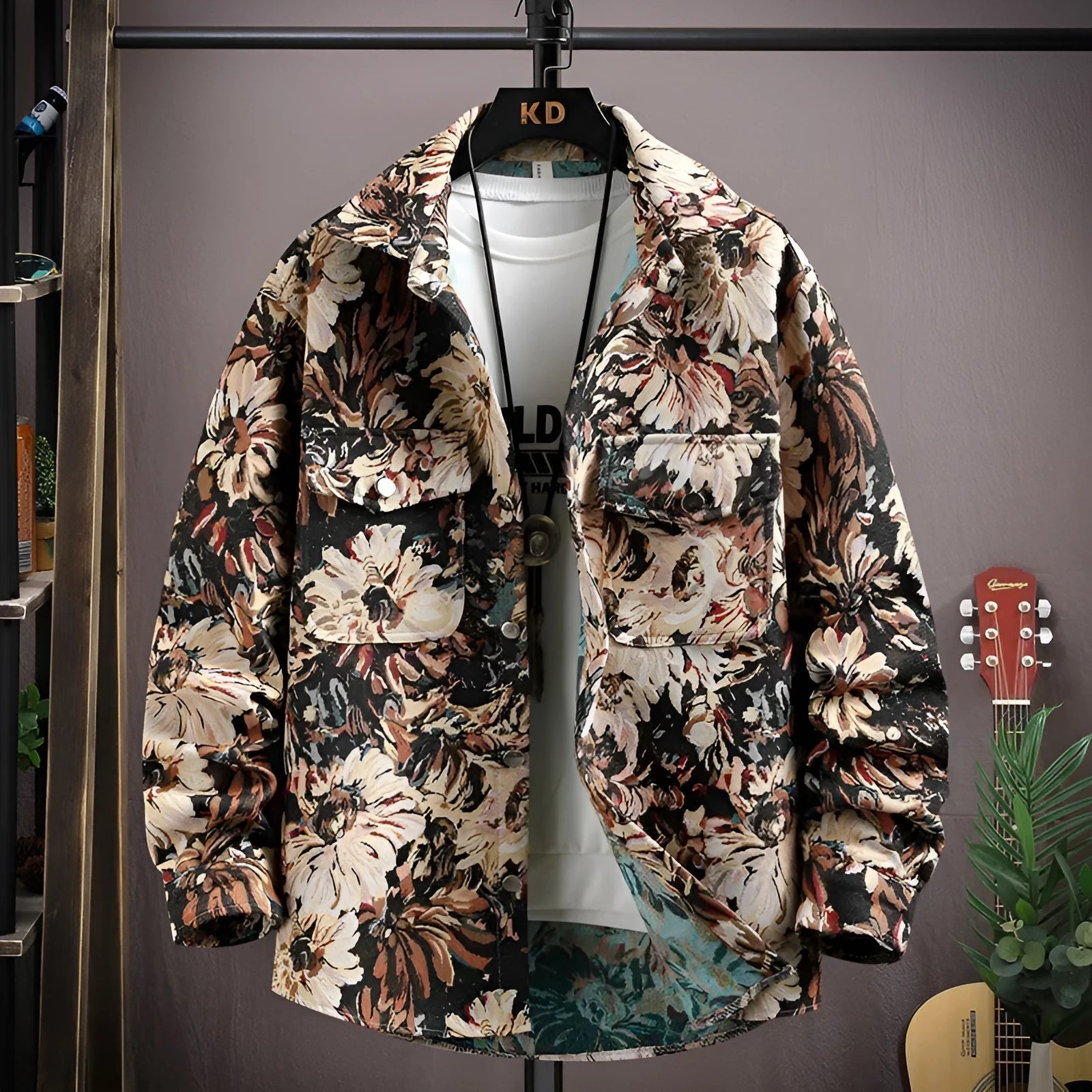 Women's casual lapel shirt coat in a colour option, showing long sleeves and straight hem design.