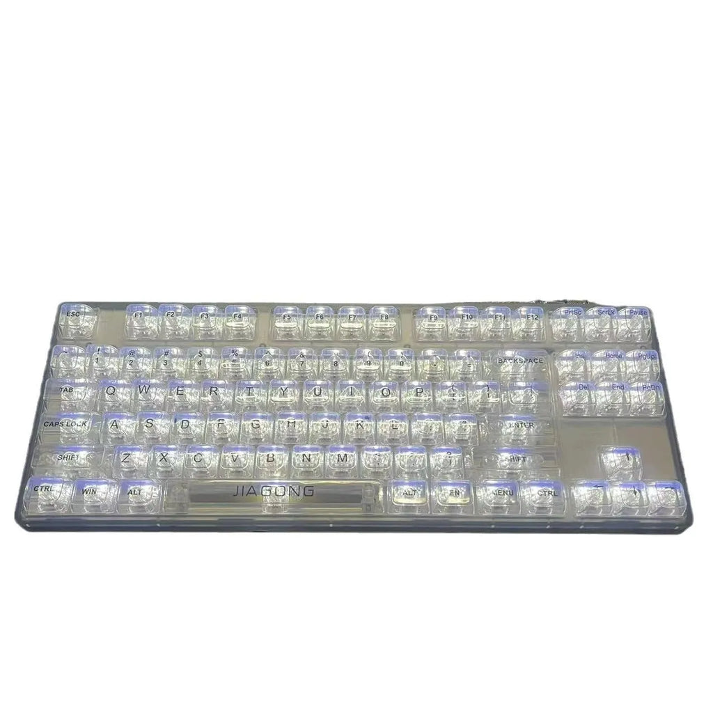 132 transparent plastic mechanical keyboard keycaps arranged in full set layout