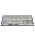 132 transparent plastic mechanical keyboard keycaps arranged in full set layout