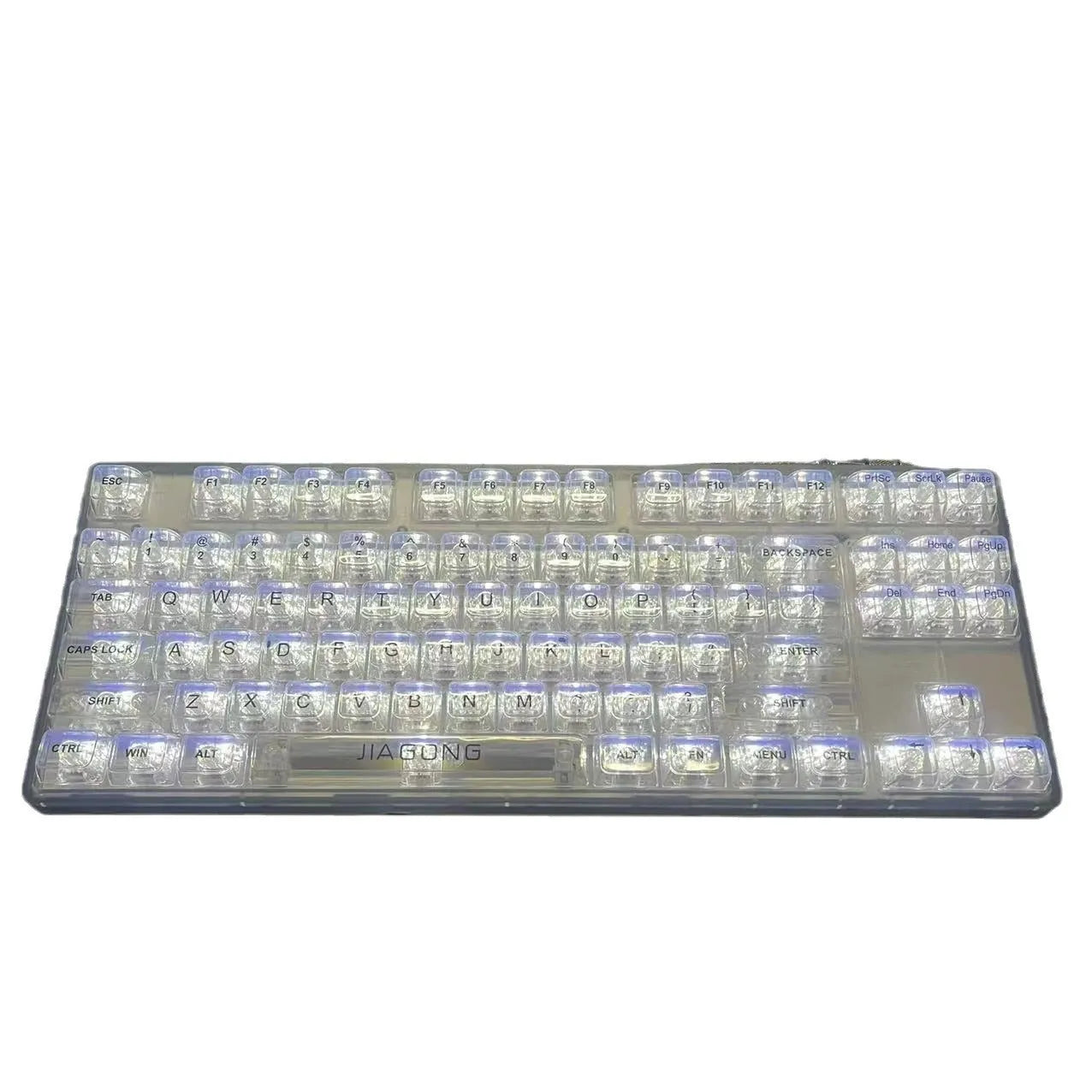 132 transparent plastic mechanical keyboard keycaps arranged in full set layout