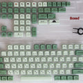124 Key Matcha themed PBT dye-sublimation keycap set for mechanical keyboards, showing multiple language layout options.