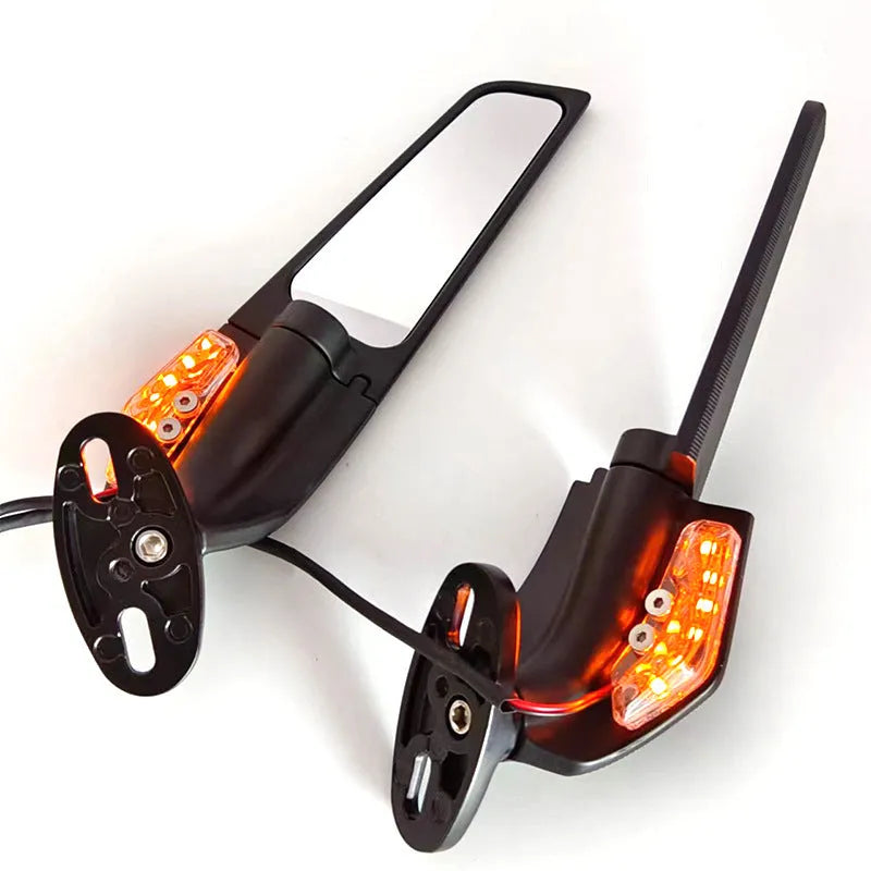 SH-620-5 model aluminium alloy motorcycle spoiler rearview mirror with convex glass and yellow light