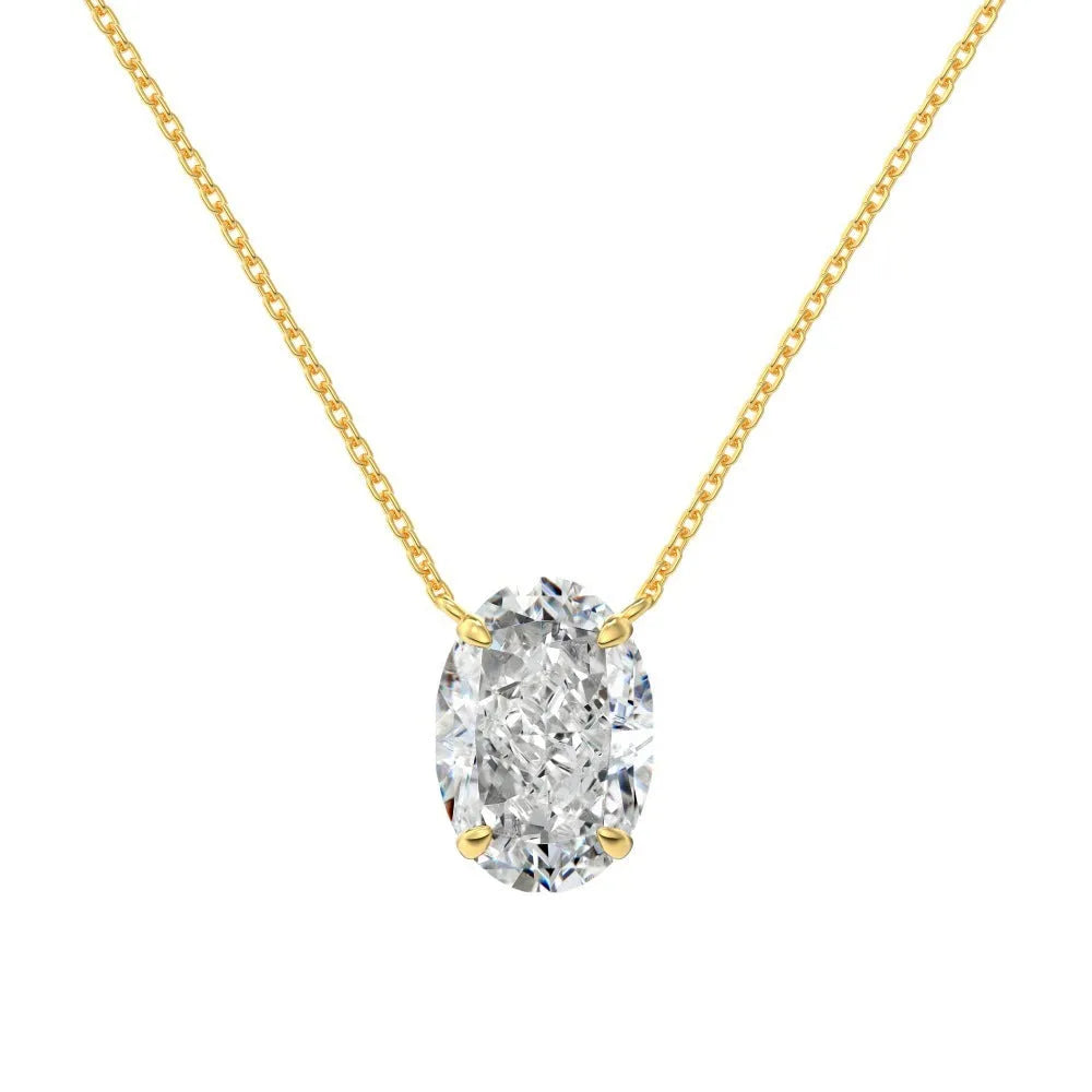 S925 sterling silver oval ice flower pendant necklace on a chain, showing geometric design.