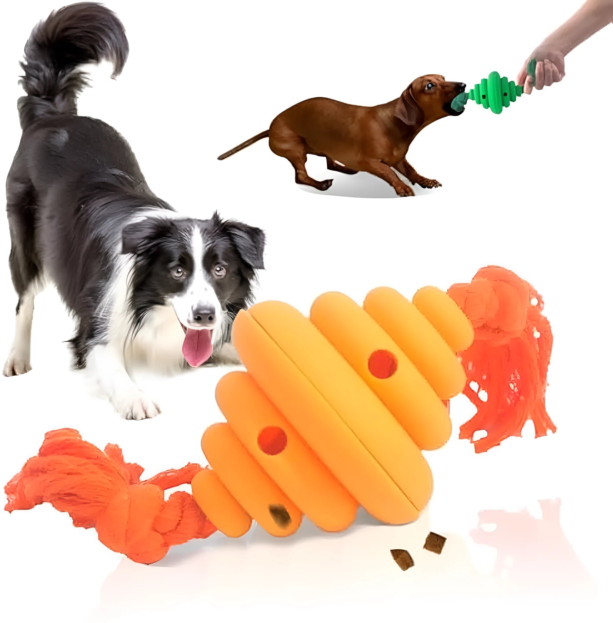 Green and yellow dog ball with knotted rope toy for large breed interactive play and treat dispensing