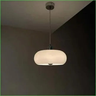 Bauhaus pendant light with three milk white egg tart glass shades for ceiling mounting