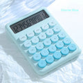 ABS desktop calculator with gradient colour finish in cherry blossom powder, glacier blue, mint green, or violet options