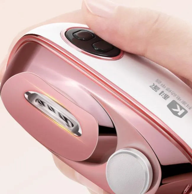 Blue electric nail clipper and polisher two-in-one tool with USB-C charging port