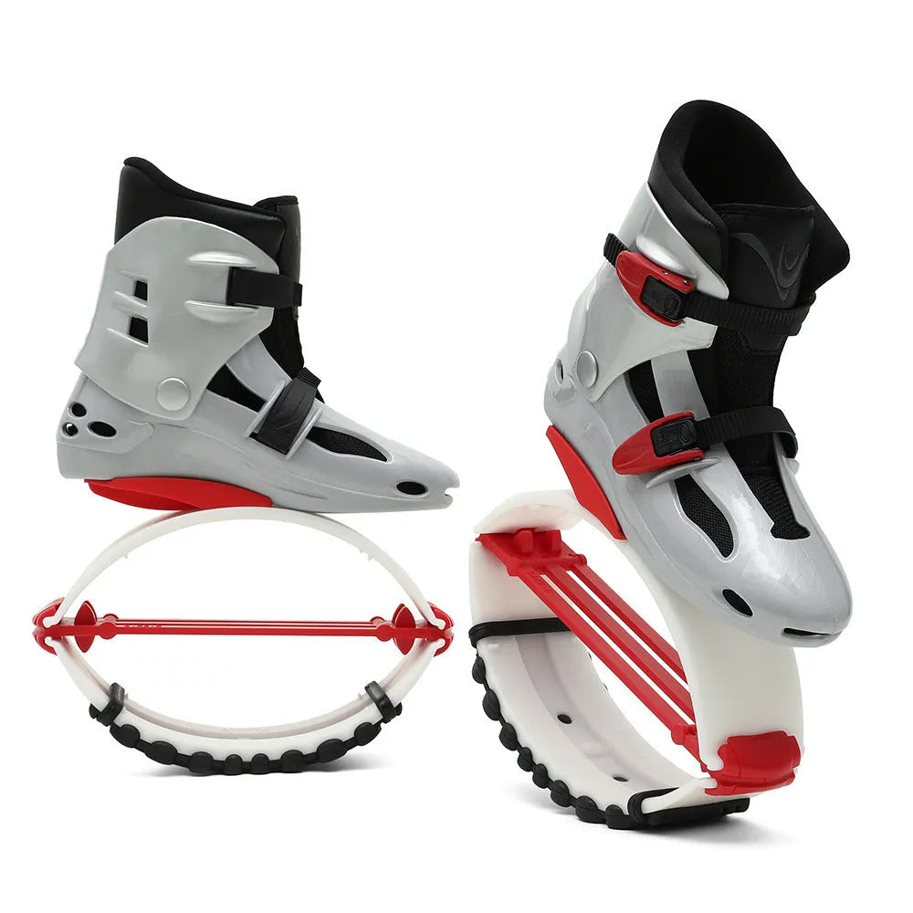 TPU sports bouncing machine shoes in various colours showing UK sizing from 33 to 44