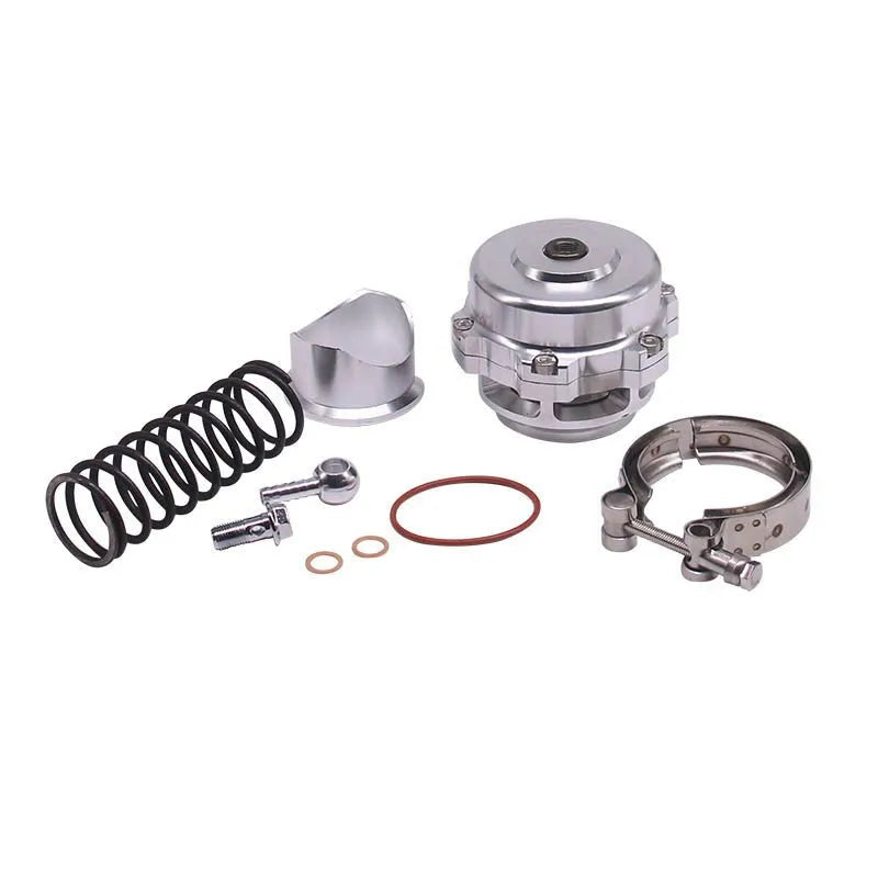 Aluminium alloy automotive pressure relief valve measuring 50mm, shown in a choice of colours.