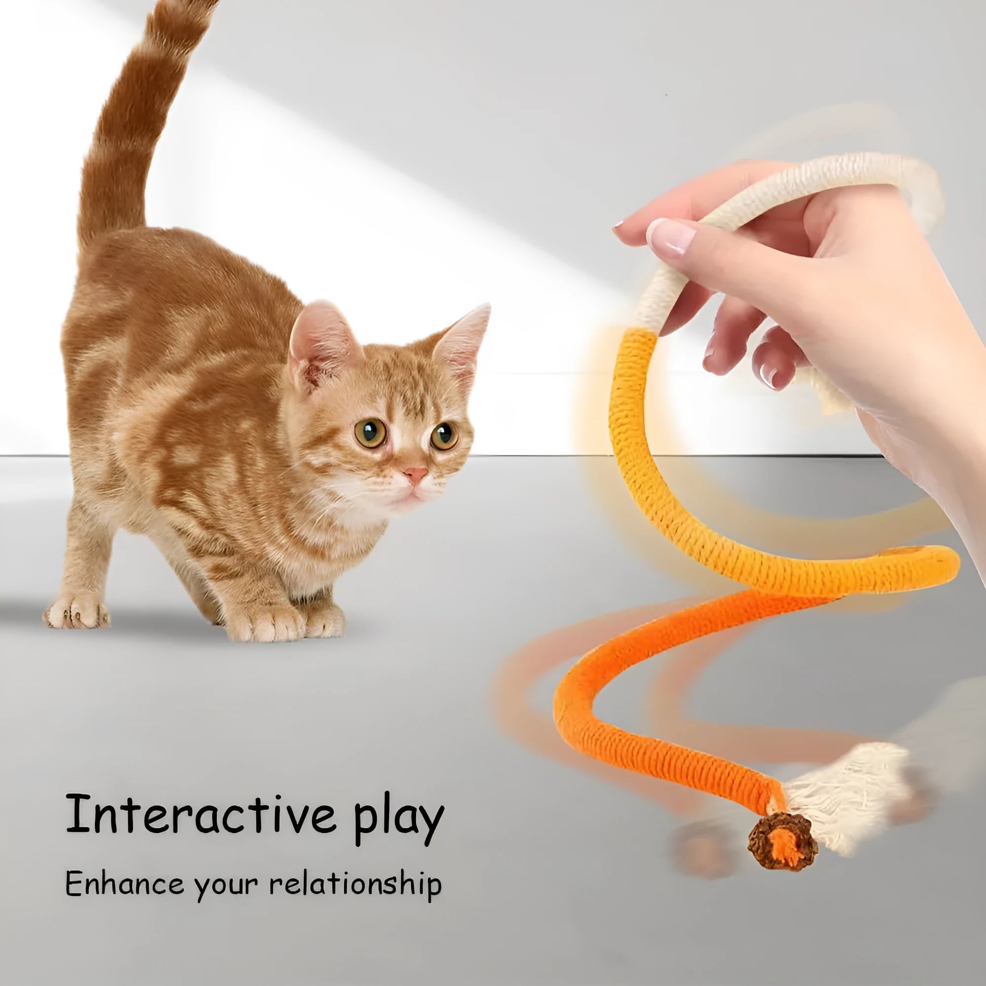 Long purple, orange, and red-with-green cotton rope cat toys stuffed with catnip for biting and playing.