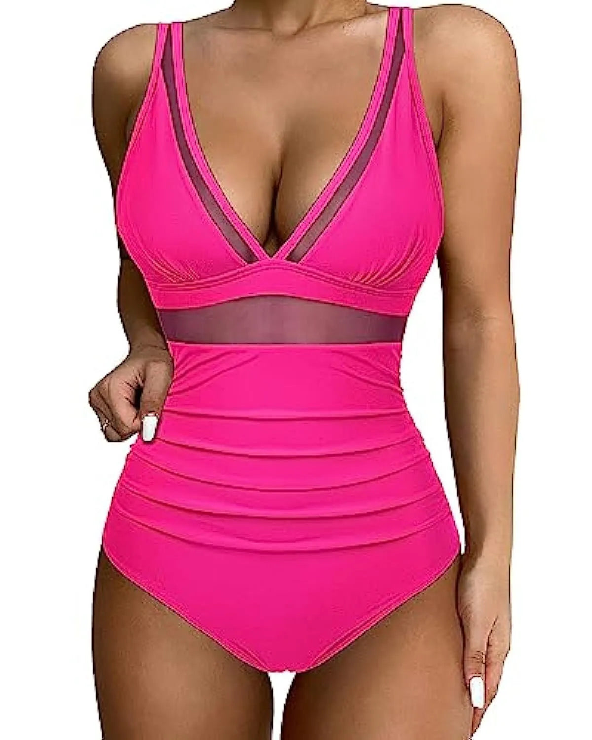 Women's high waist backless one-piece swimsuit in quick-drying polyester fabric