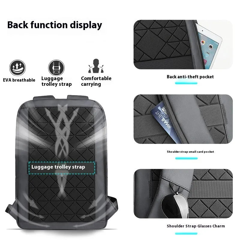 Lightweight Oxford cloth men's backpack with sewing line details in four colour options