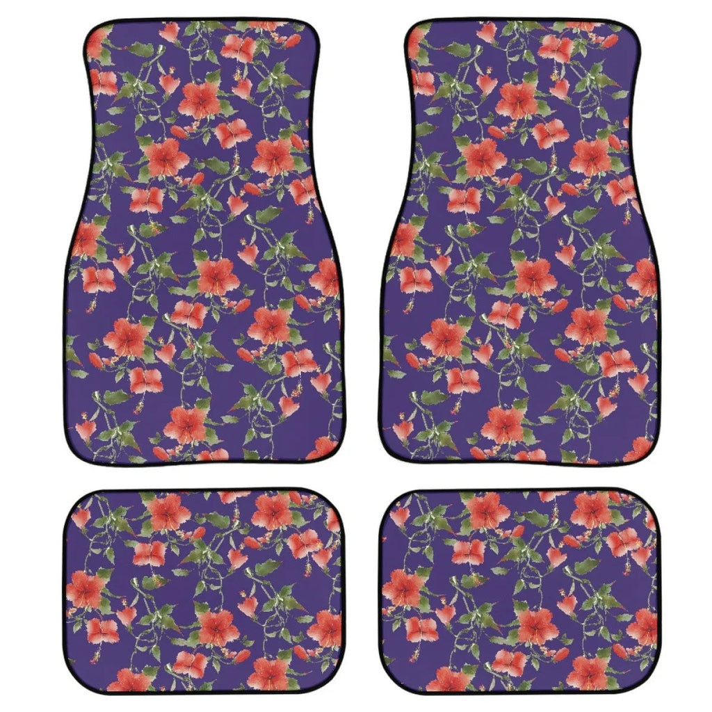 Black rubber car floor mats four-piece set showing textured surface and 20mm thickness.