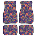 Black rubber car floor mats four-piece set showing textured surface and 20mm thickness.