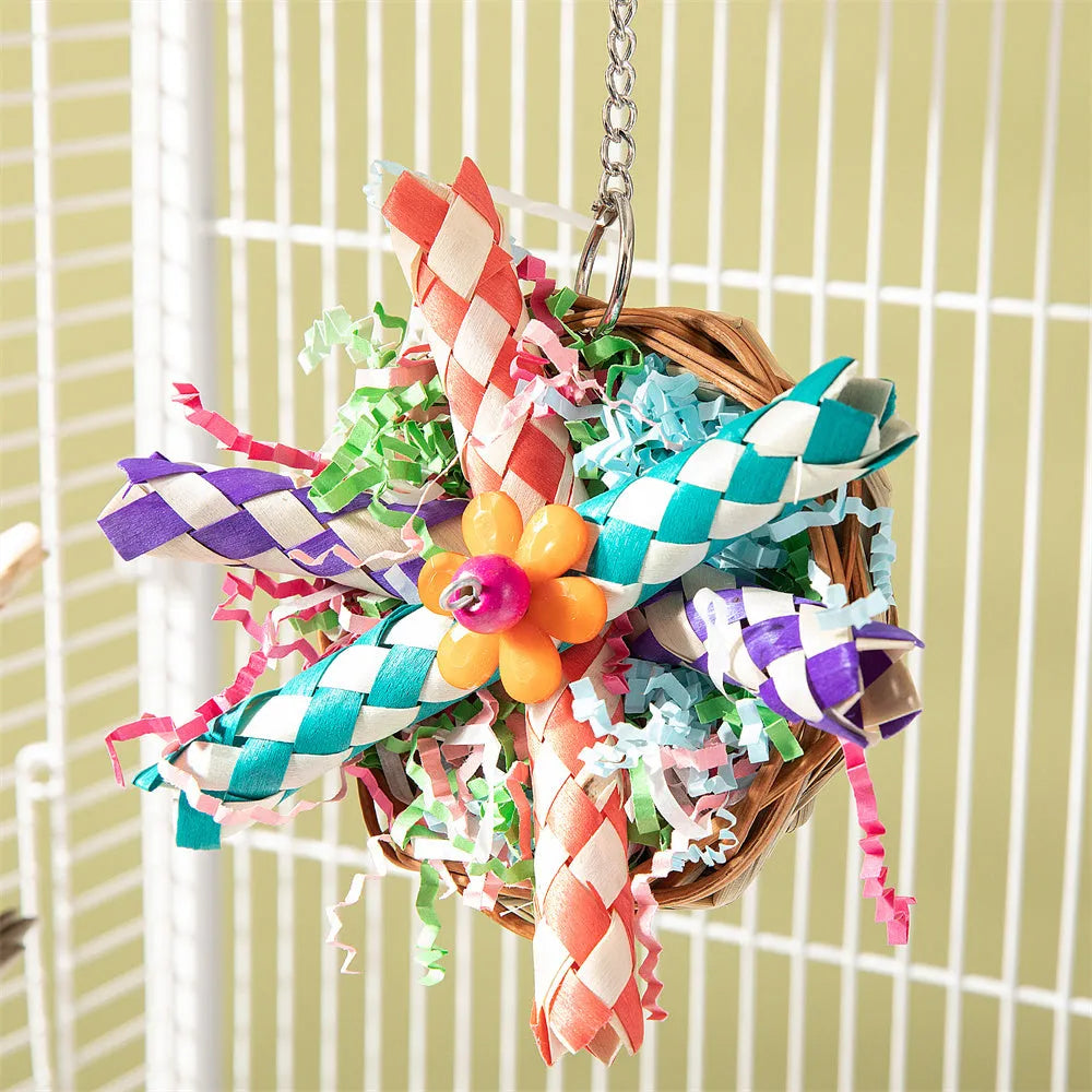 Three-type parrot gnawing toy bundle for medium to large birds