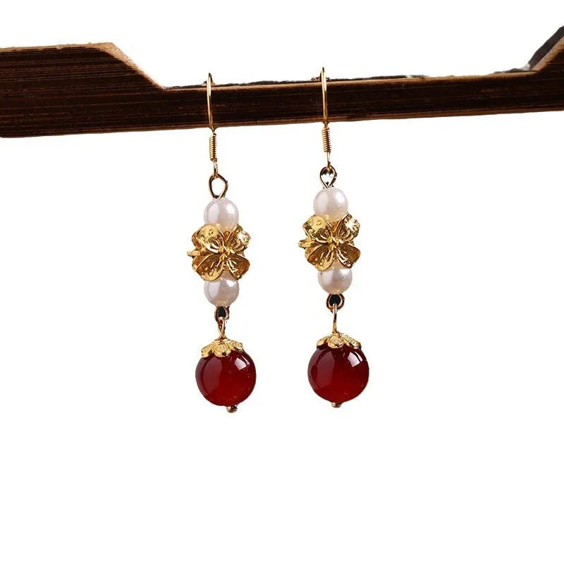 Retro geometric alloy earrings with a vintage court-inspired design in 6# colour.
