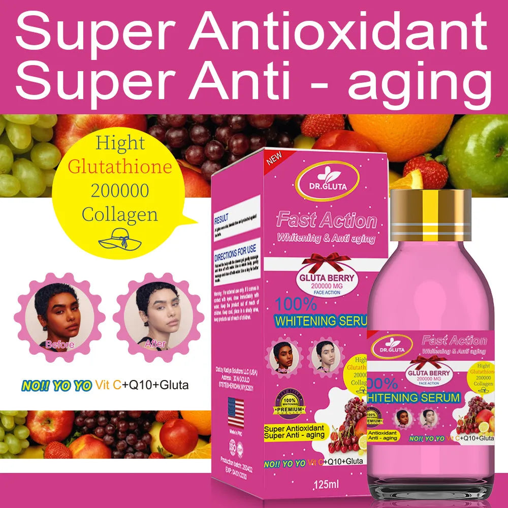 Whitening serum with fruit berry extracts in 125ml bottle for face brightening and anti-ageing