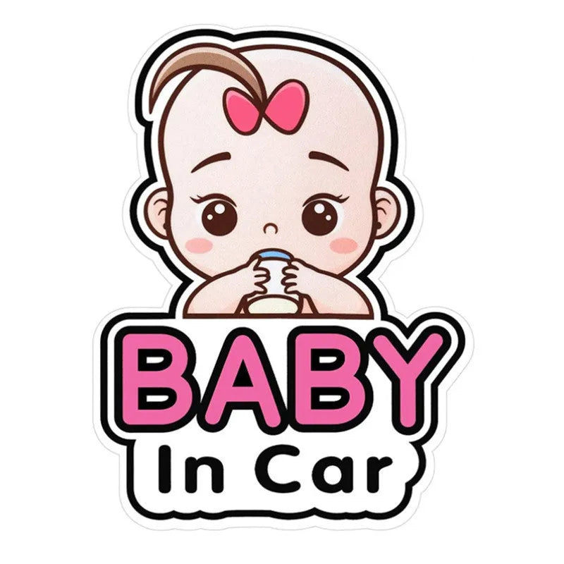 Baby on board car reflective sticker with PET material in baby-themed design for vehicle safety