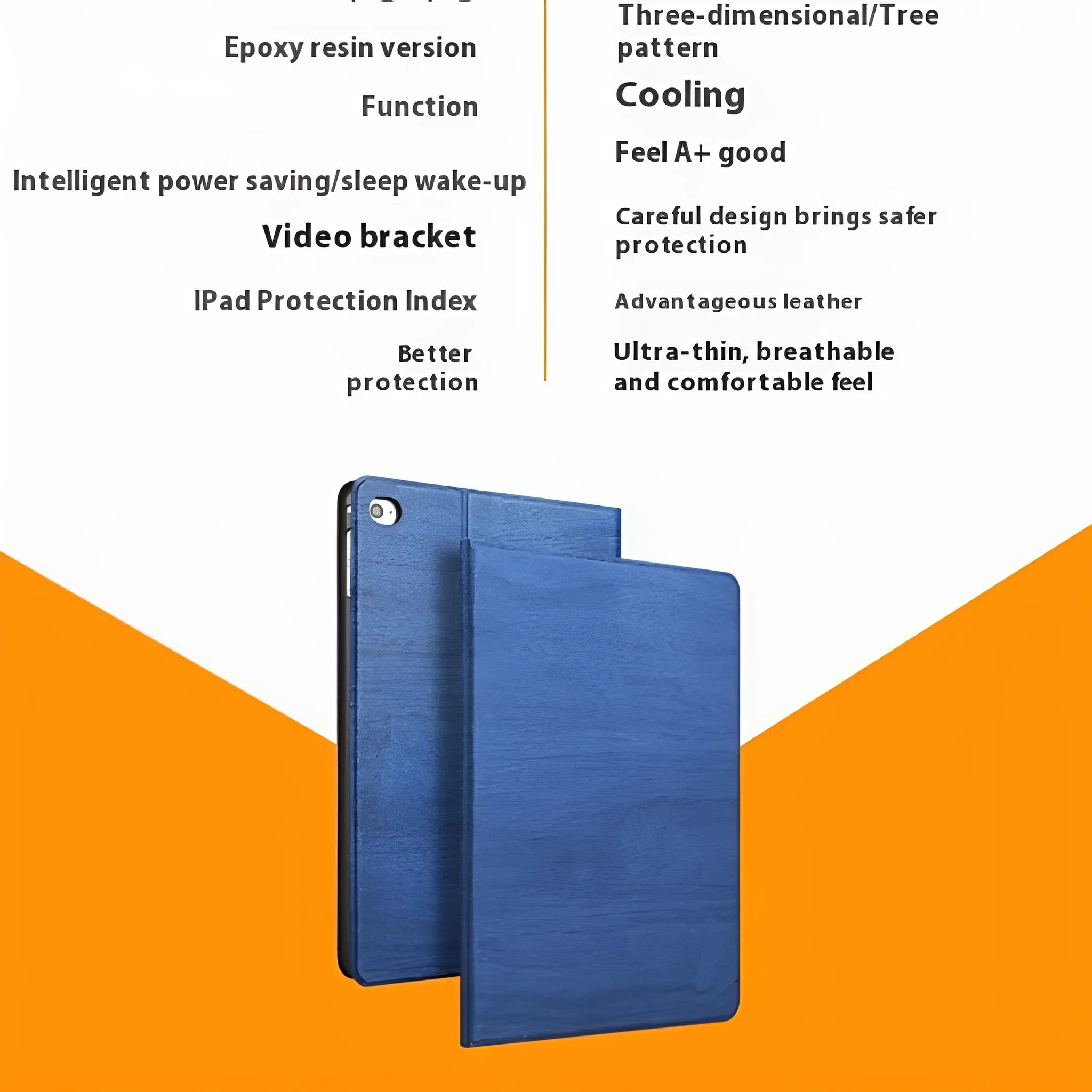 Universal imitation leather iPad protective cover with sleep bracket in sapphire blue and black colours