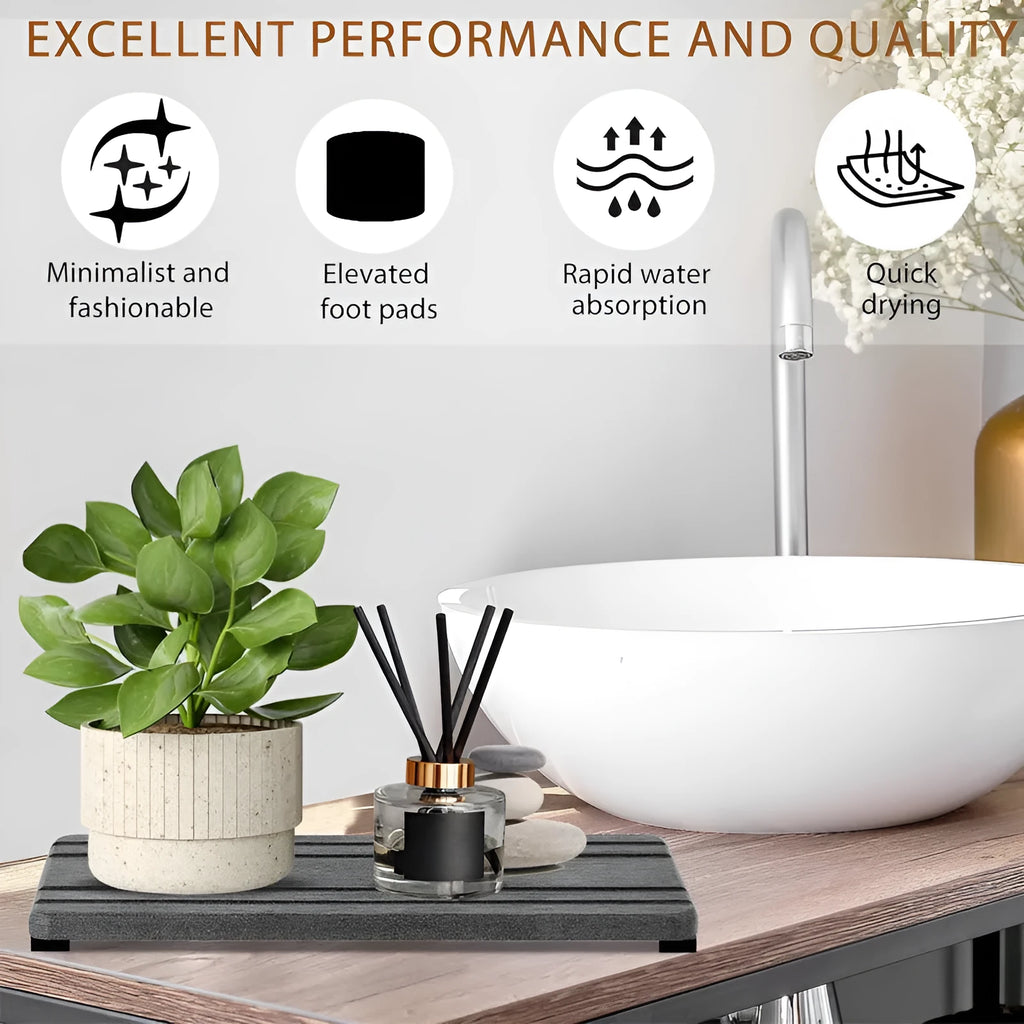 Square diatomaceous earth bathroom drying mat in modern simple style