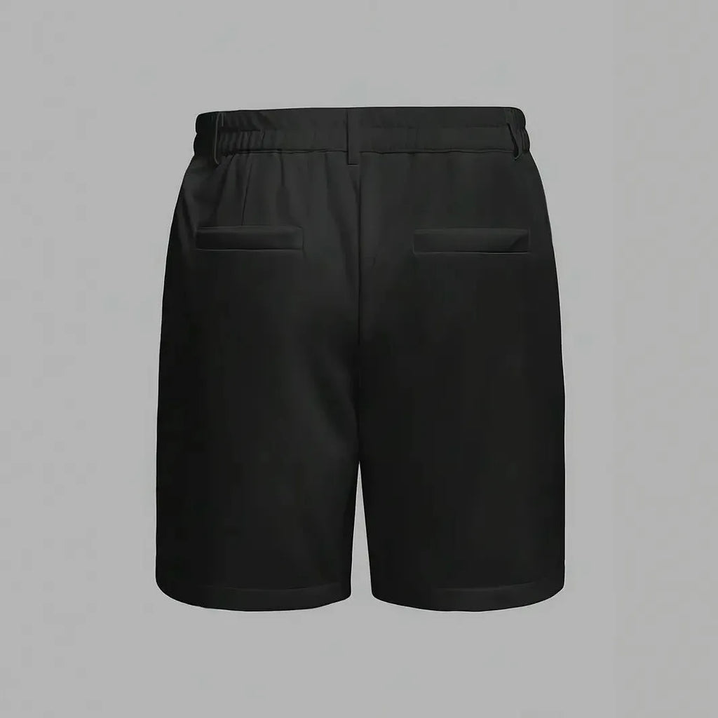Men's straight-leg cotton blend shorts in black with micro-elastic construction for casual sports wear