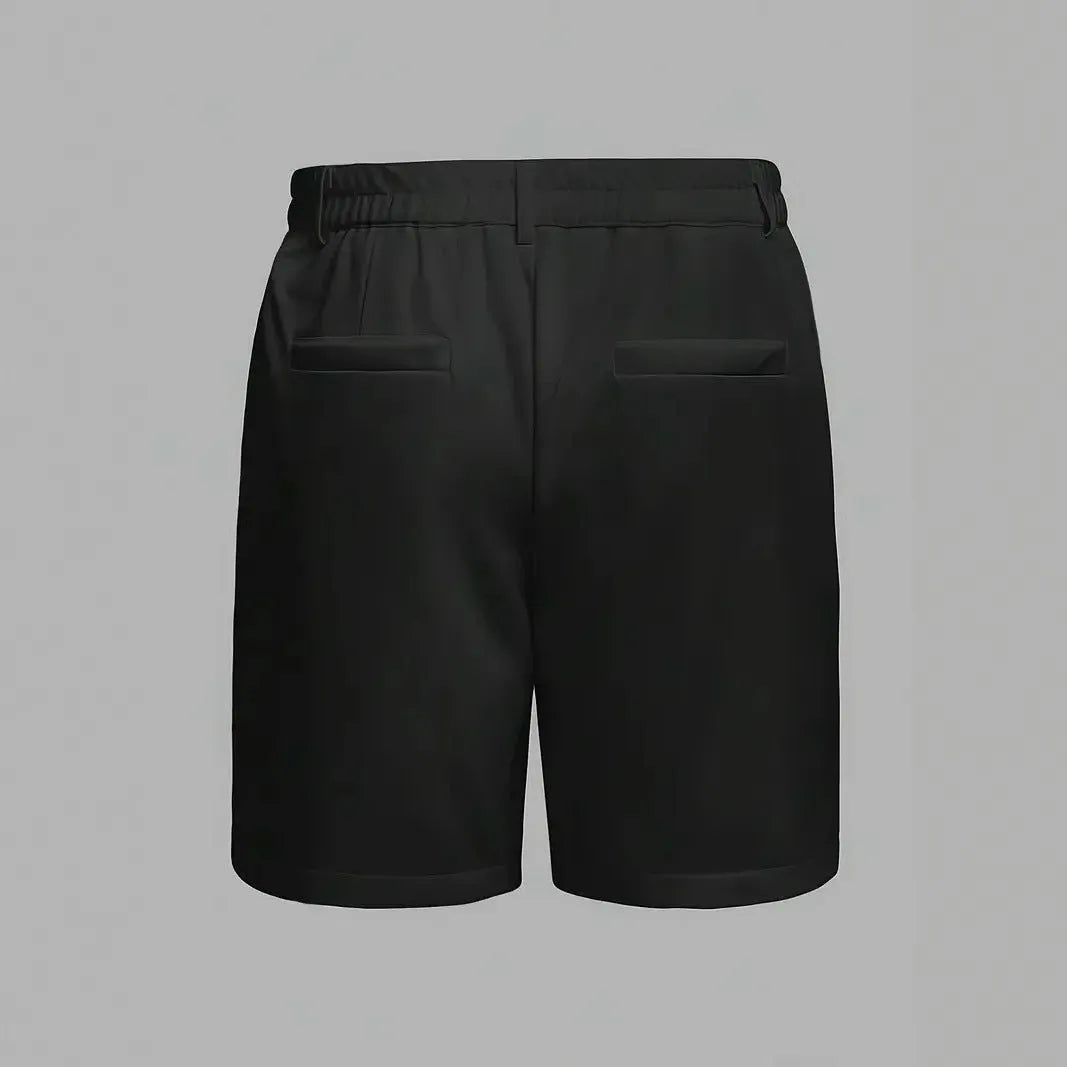 Men's straight-leg cotton blend shorts in black with micro-elastic construction for casual sports wear