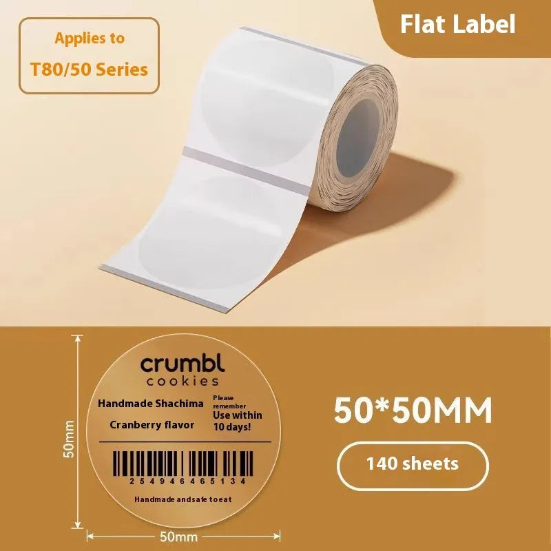 Pack of transparent waterproof adhesive sticker labels in various rectangular and round sizes on a sheet