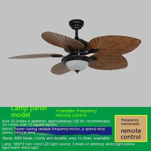 52-inch retro style ceiling fan light with wooden blades and integrated lighting fixtures