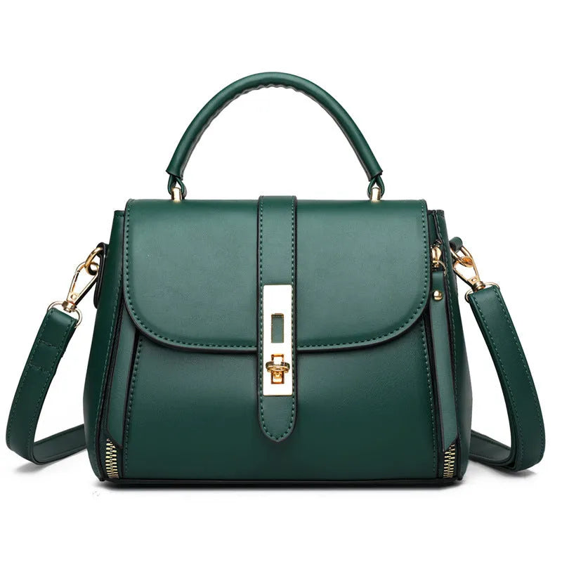 Soft black PU women's messenger shoulder bag with square vertical shape