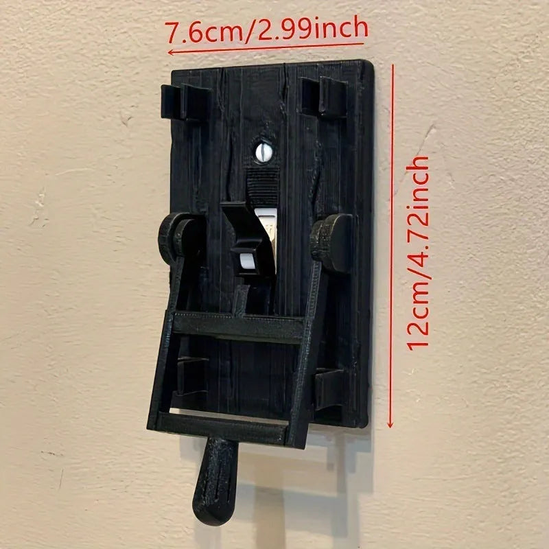 Retro-style mechanical light switch with a decorated plate for exposed wall installation.