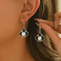 Women's retro fashion creative earrings with electroplated silver finish and drop design