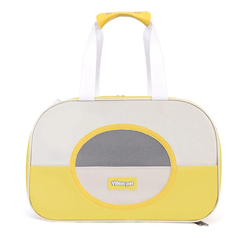 Outdoor portable foldable cat backpack pet carrier in Oxford cloth with contrast colour pattern