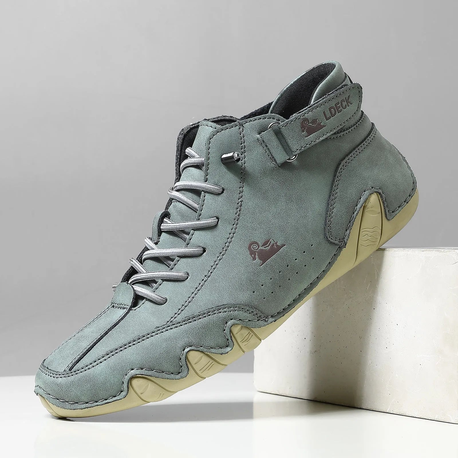 Octopus men's high top shoes with round toe, mid-tube height, and non-slip rubber sole