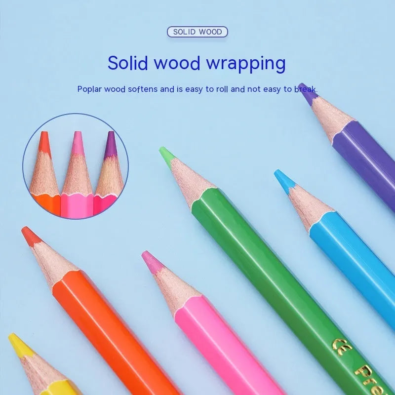 Double-headed colour pencil set in wooden case showing 12-piece and 6-piece configuration options