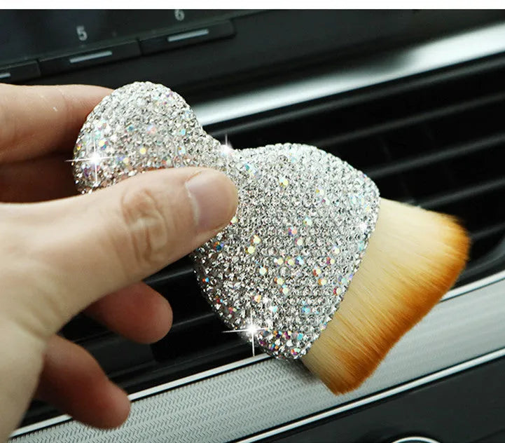 Car interior cleaning brush with soft PVC bristles, 10cm length, for dust removal from vents and dashboards