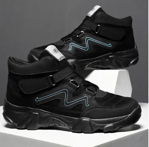 Men's casual shoes in black, brown, dark grey, black white, and black blue colour options.