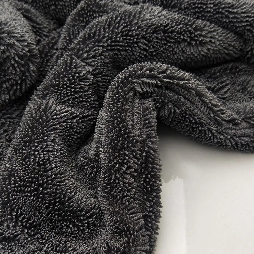 Grey 40x40cm microfiber car wash drying towel shown flat