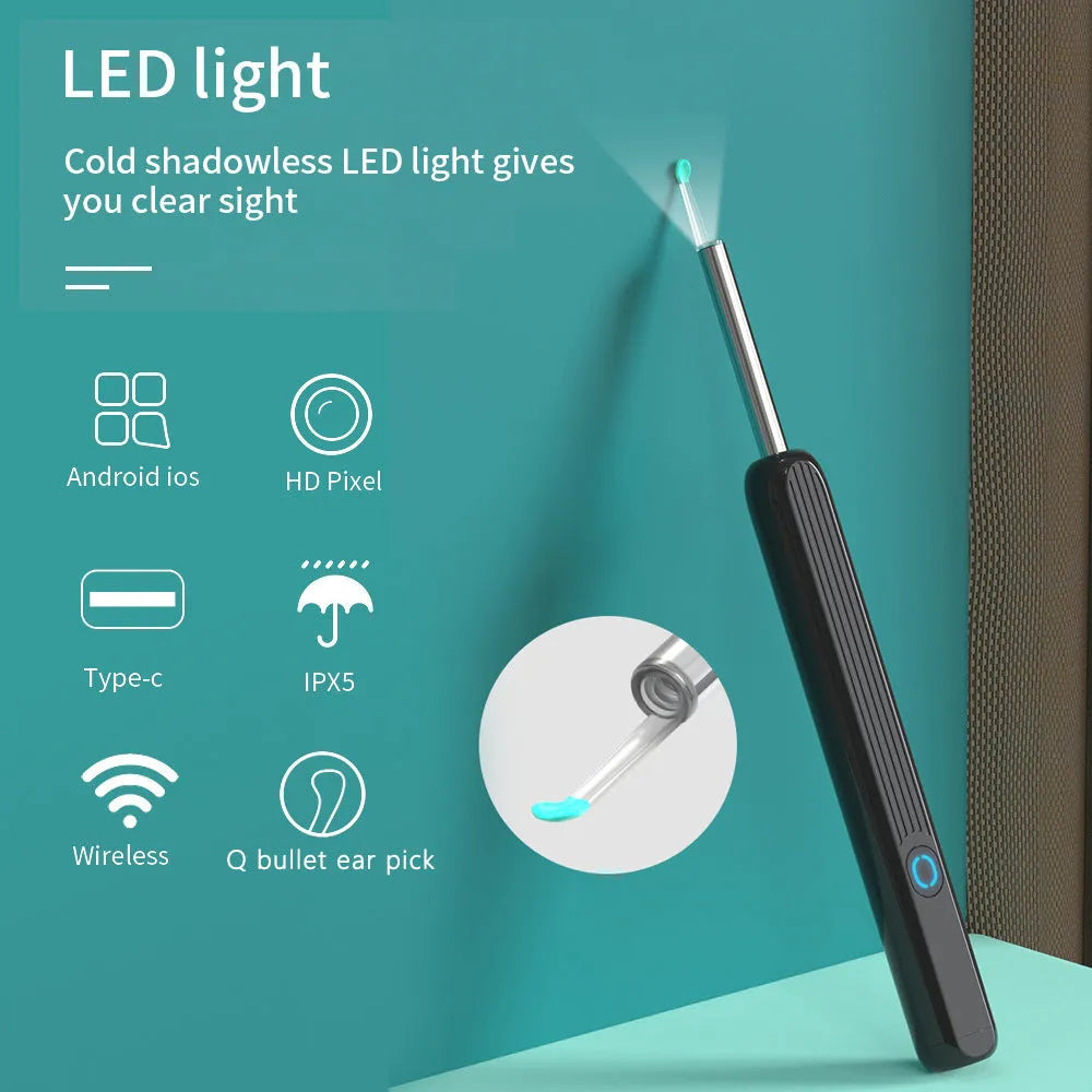 NE3 wireless ear otoscope ear wax removal tool with camera LED light and 360 HD lens