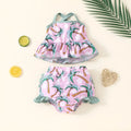 White children's swimsuit two-piece set with sleeveless top and shorts