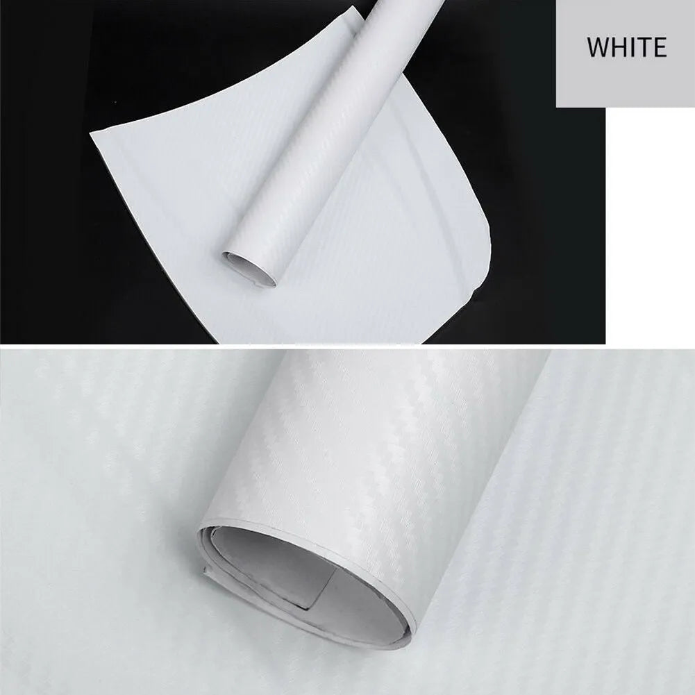 Carbon fibre car sticker roll showing textured pattern in multiple colour options
