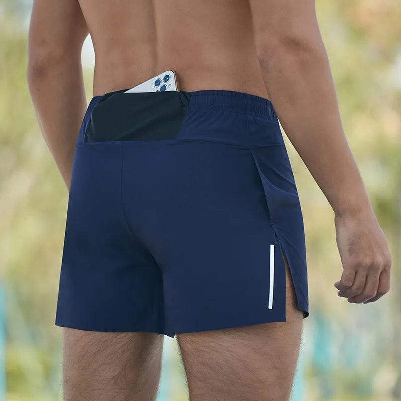 Men's high waist off-road running shorts in red black navy blue grey colours quick-dry fabric