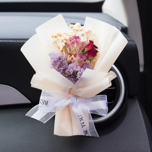Handmade dried flower car vent aromatherapy ornament with fragrance choice in multiple colours
