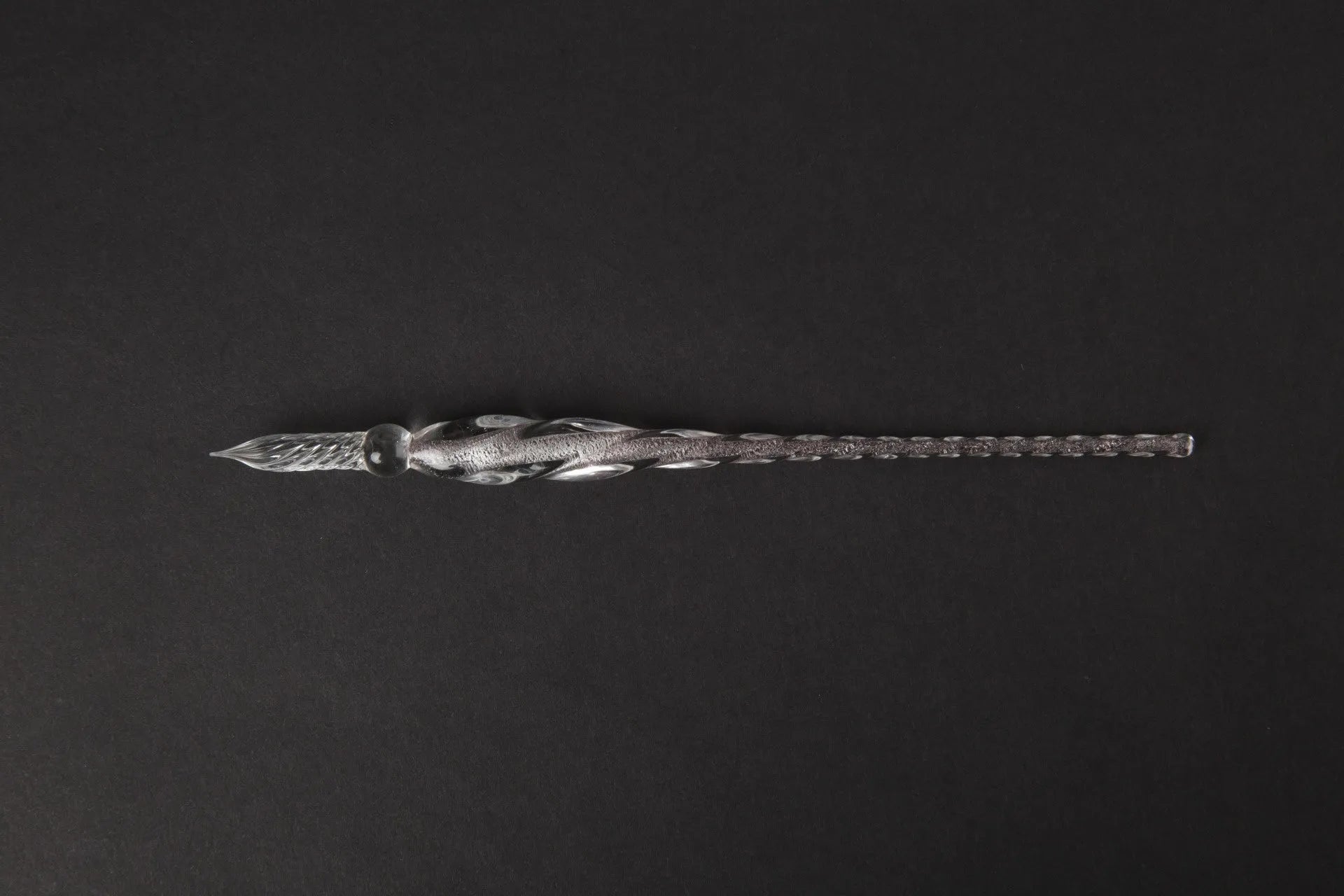Transparent hand-blown glass crystal pen with coloured ink art effect in choice of 13 colours.