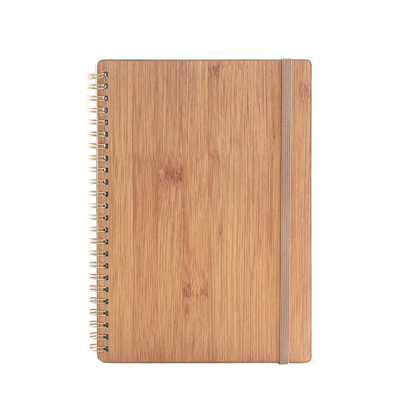 A5 spiral bound reusable notebook with stone paper, shown with pen on customisable coloured cover.