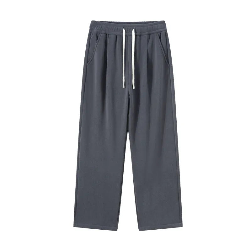 Men's double-sided polar fleece fleece-lined winter trousers in loose fit Korean style